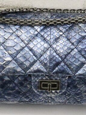Chanel Blue/Silver Quilted Python Reissue 2.55 Classic Flap Bag 13874706
